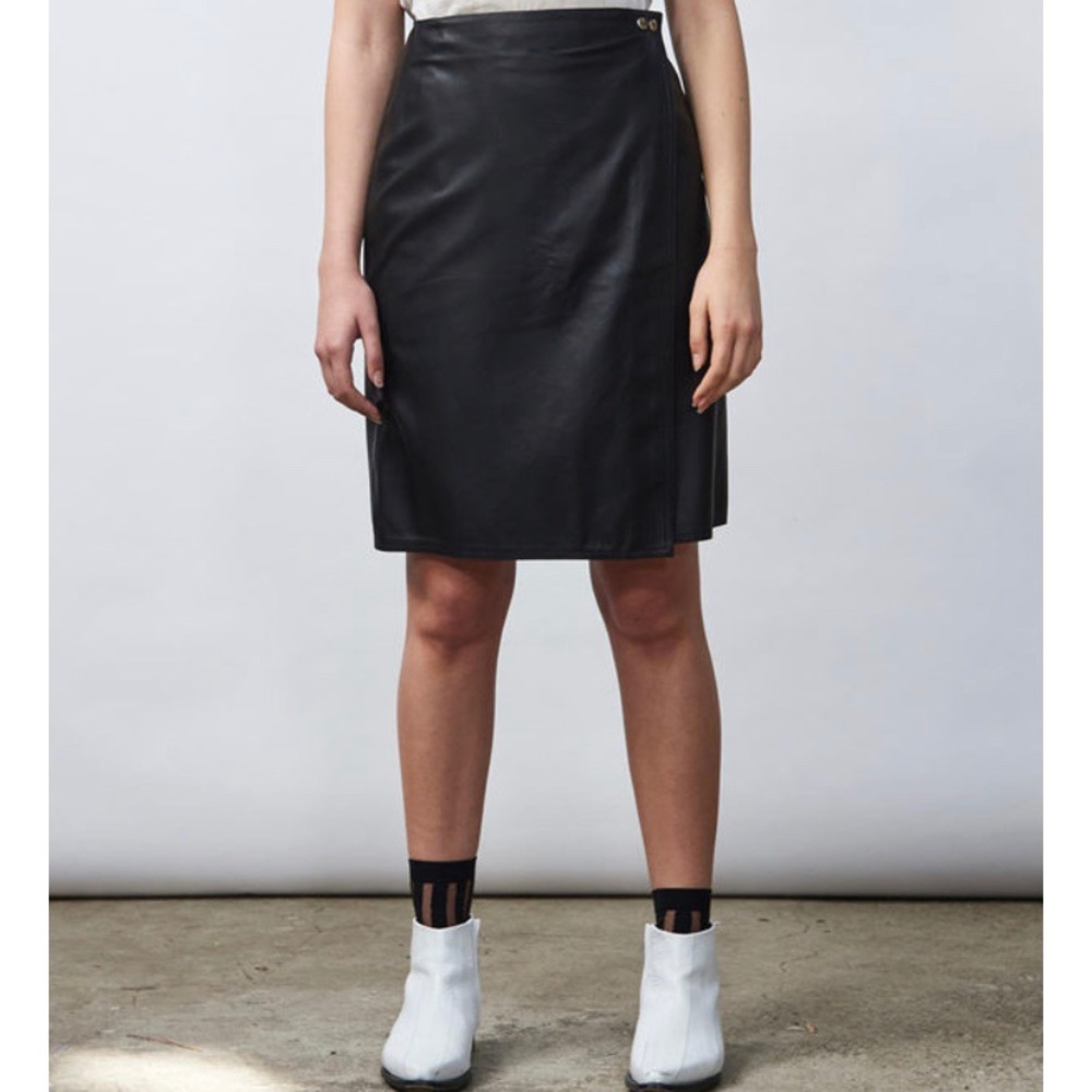 Shaina Mote Leather Wrap Skirt